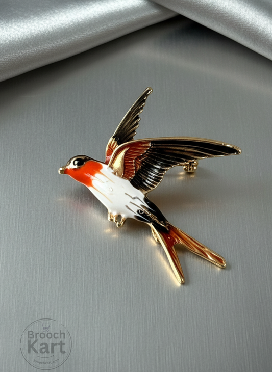 Flying Swallow Bird Brooch