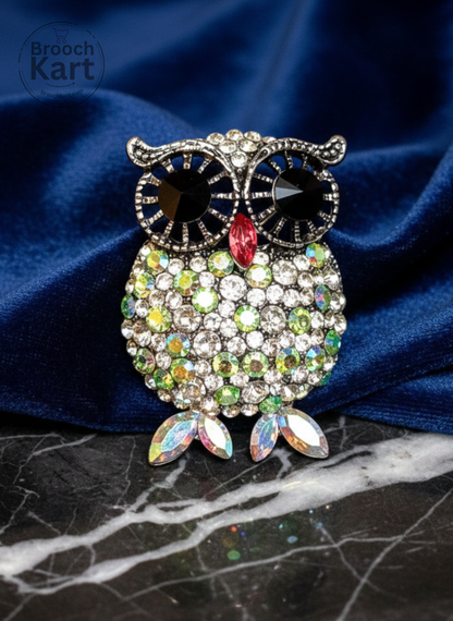 Dazzling Crystal Owl Brooch