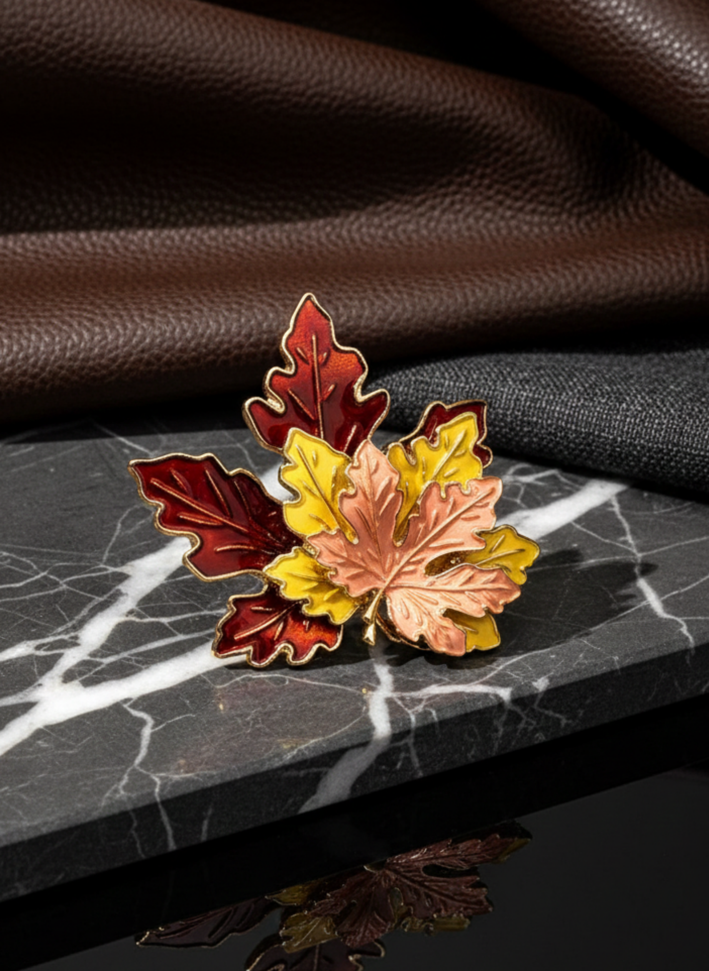 Trio Maple Leaf Brooch
