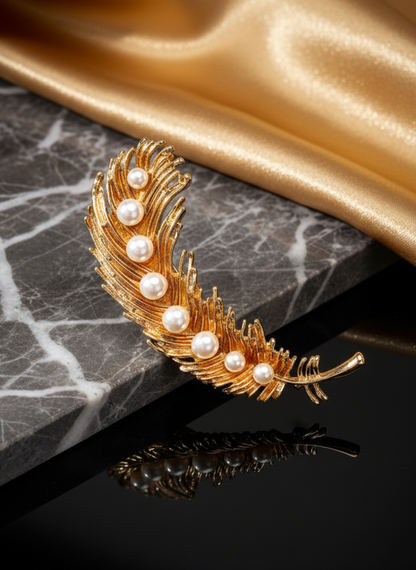 Pearl Feather Brooch