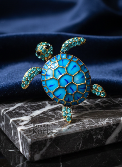 Blue Turtle Brooch