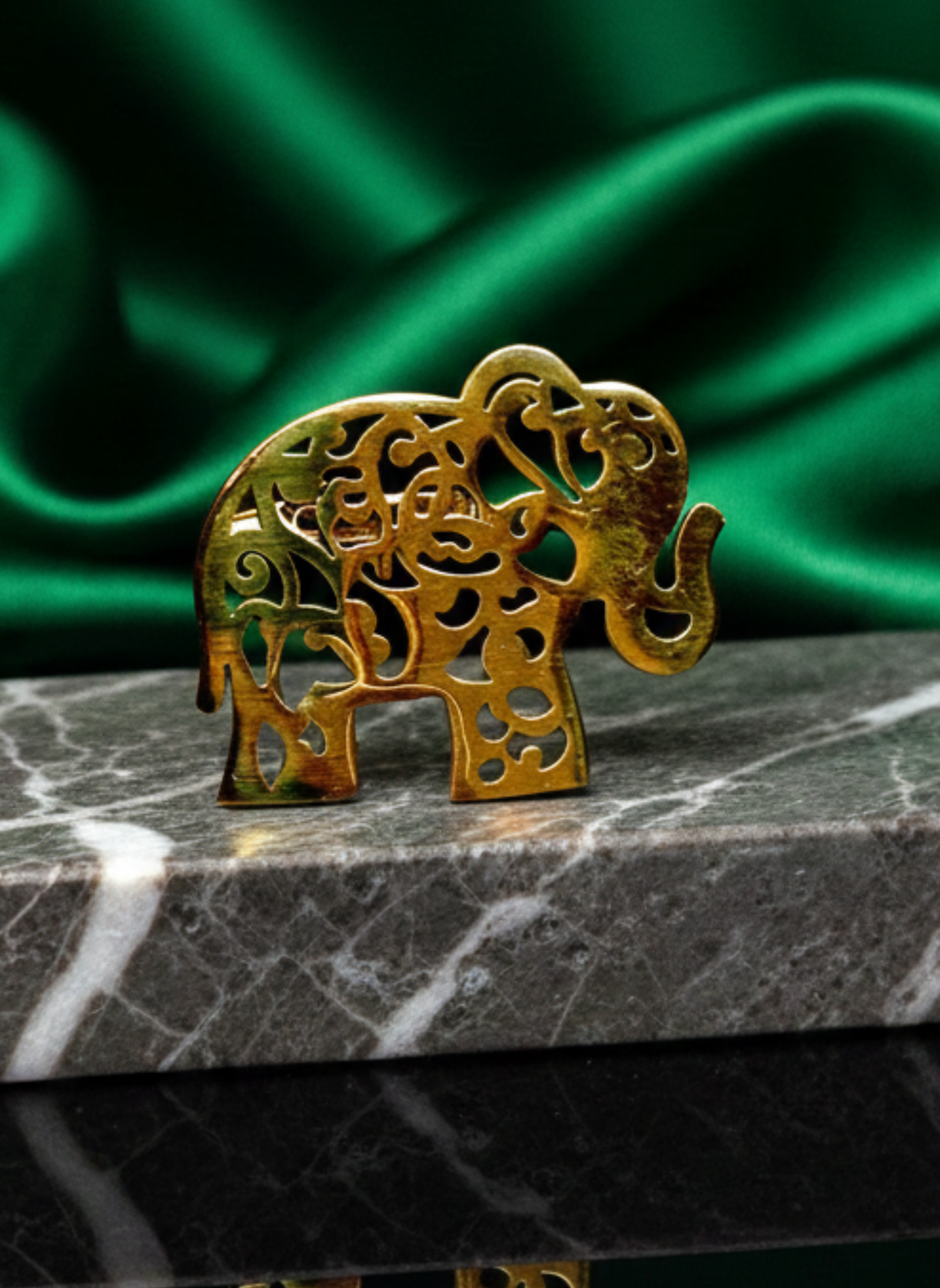 Golden Cuts Elephant Brooch