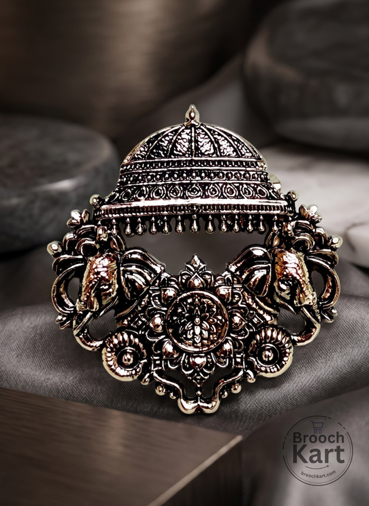 Twin Elephant Umbrella Mini Brooch