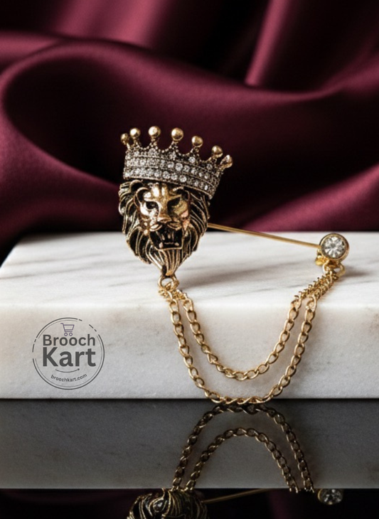 Lion Chain Lapel Pin Brooch