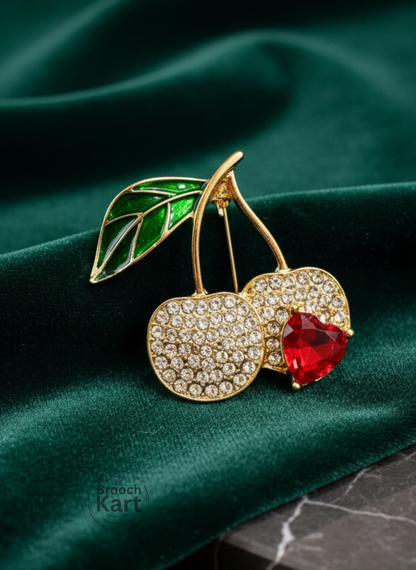 Heart Cherry Brooch