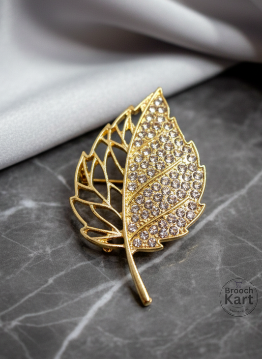 Crystal Leaf Brooch