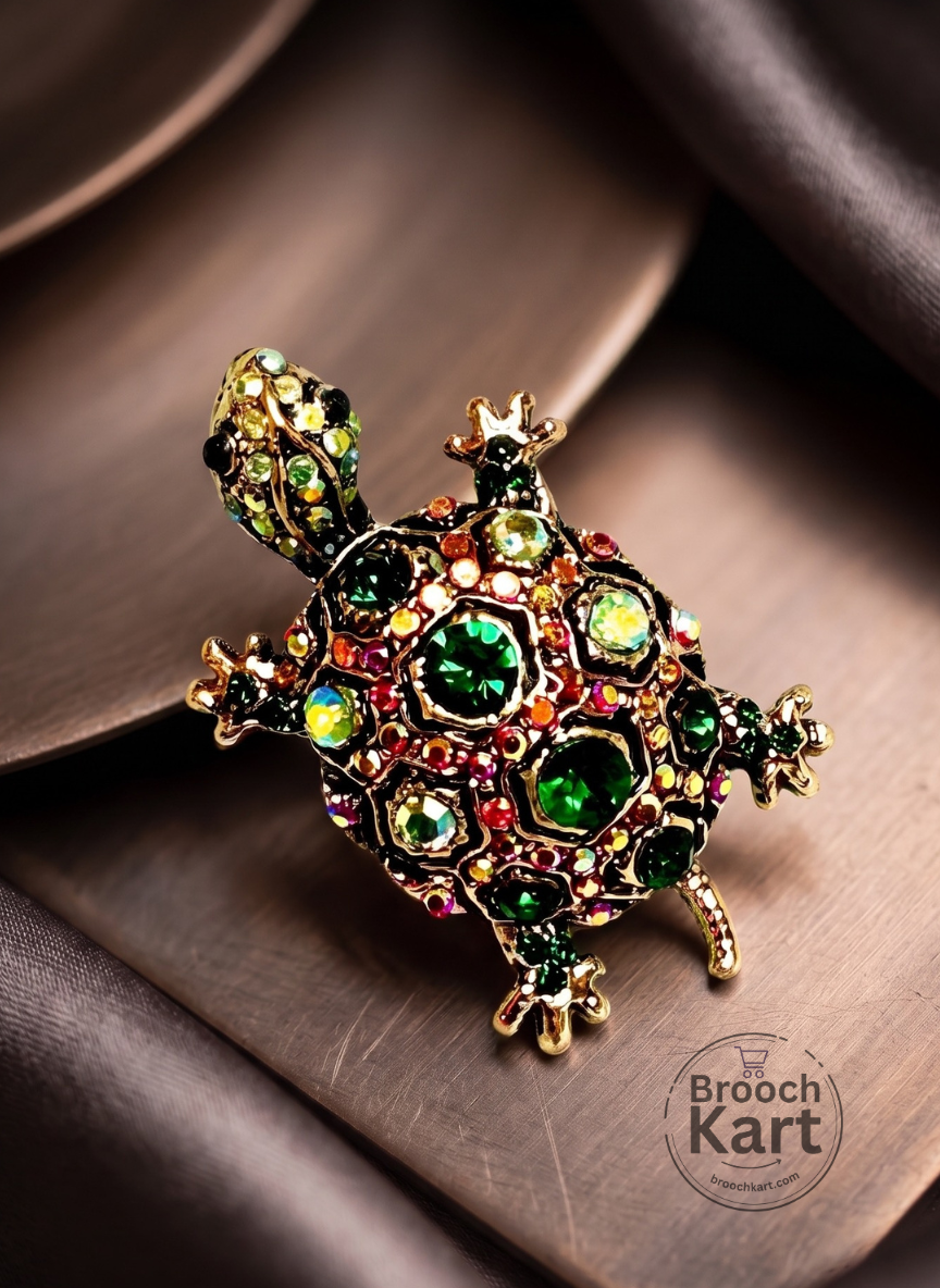 Crystal Turtle Brooch