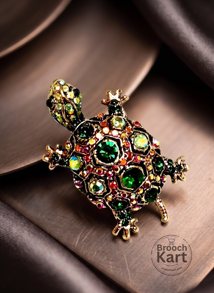 Crystal Turtle Brooch