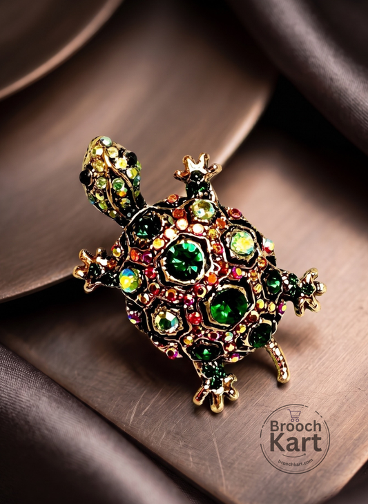 Crystal Turtle Brooch