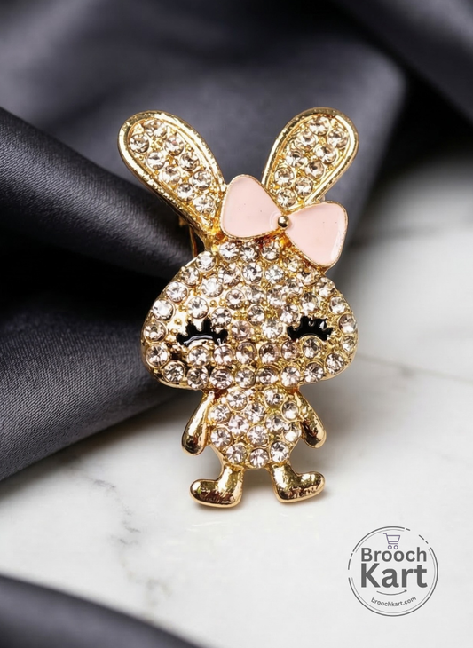 Cute Crystal Rabbit Brooch