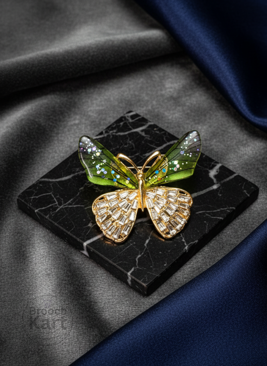 Green Resin Butterfly Brooch