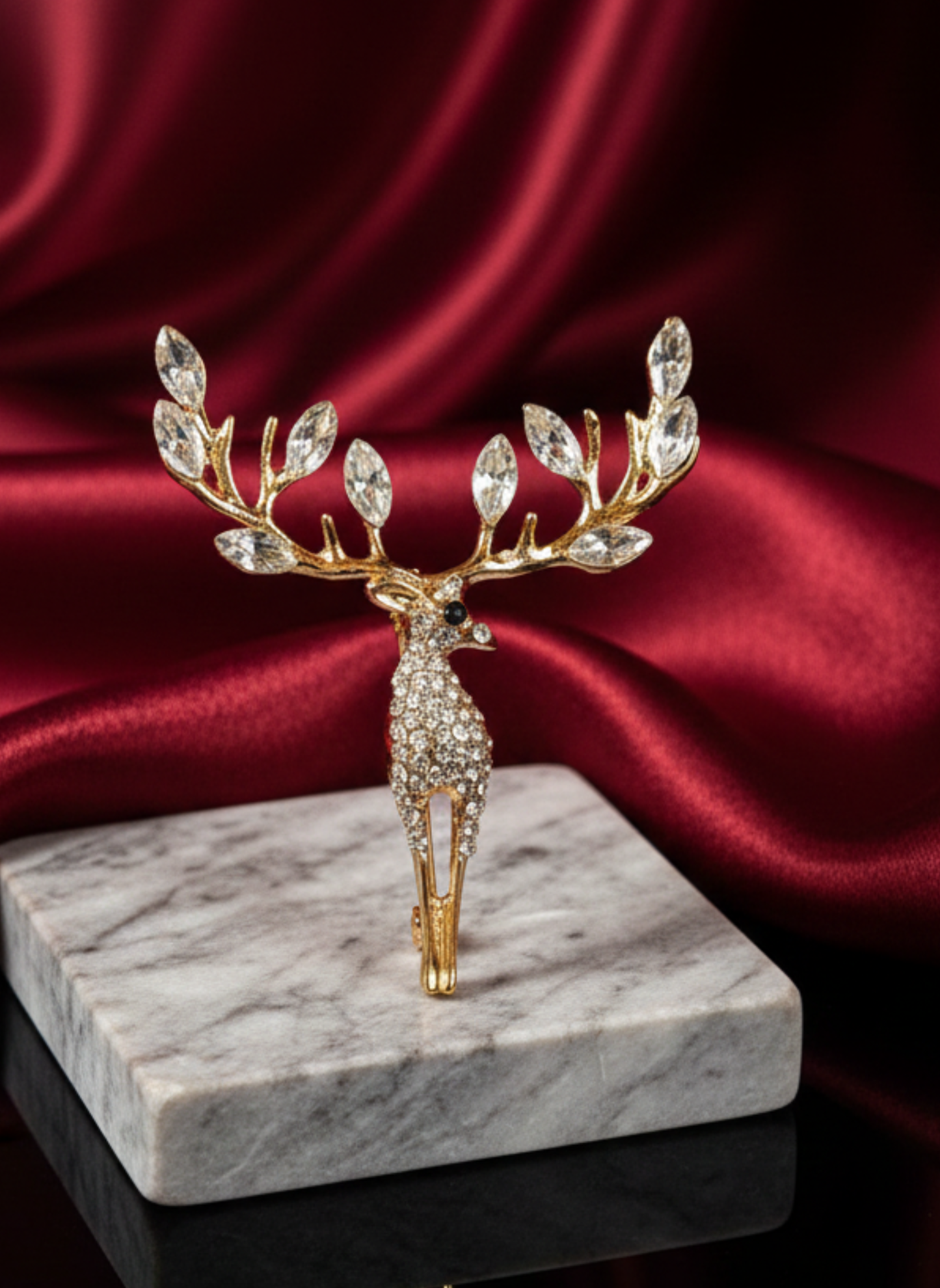 Crystal Deer Brooch