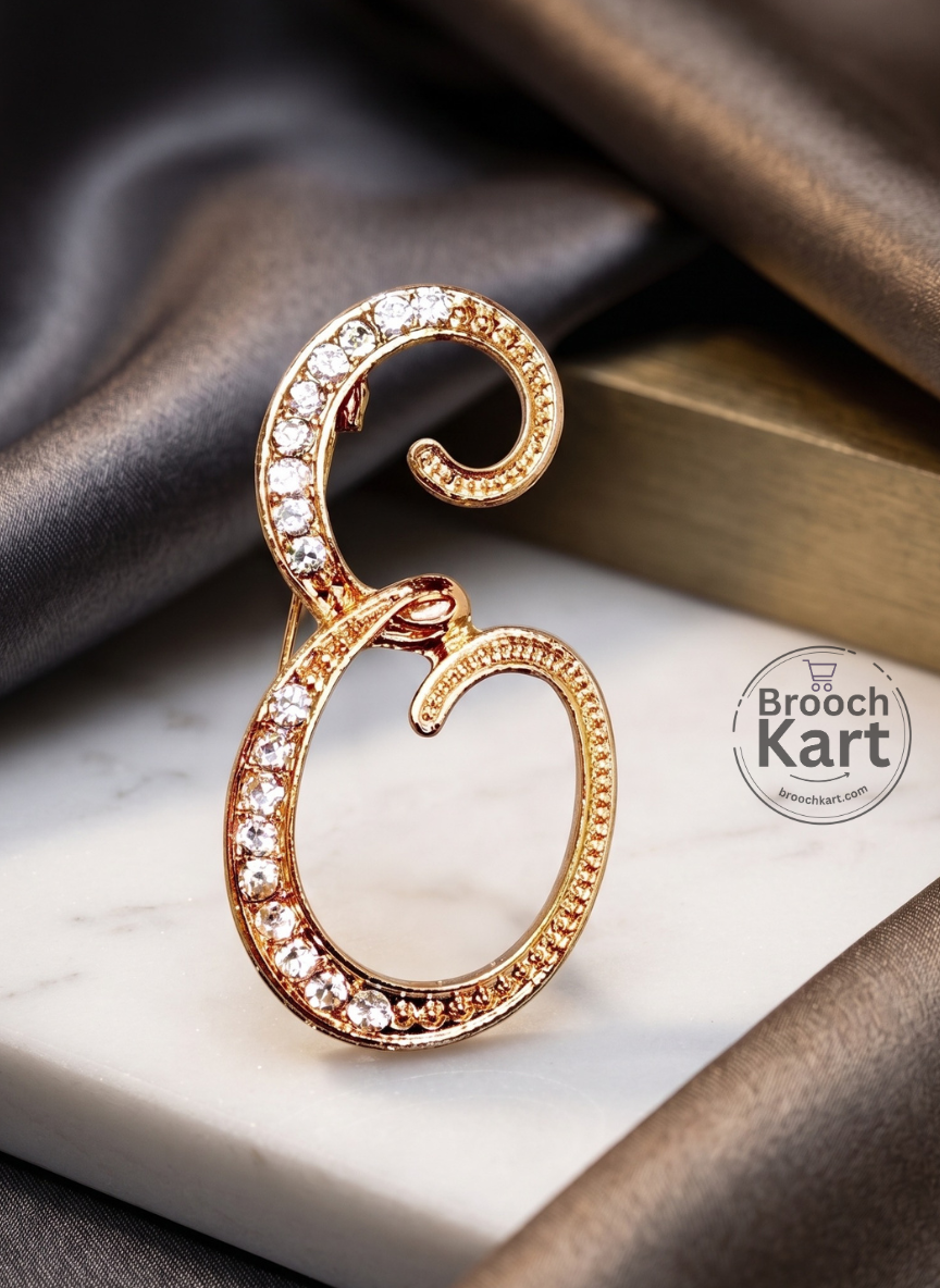 Crystal Golden Letters Brooch