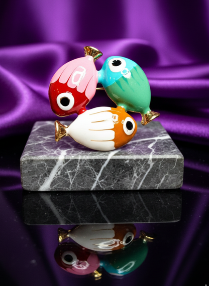 Triple Fish Brooch