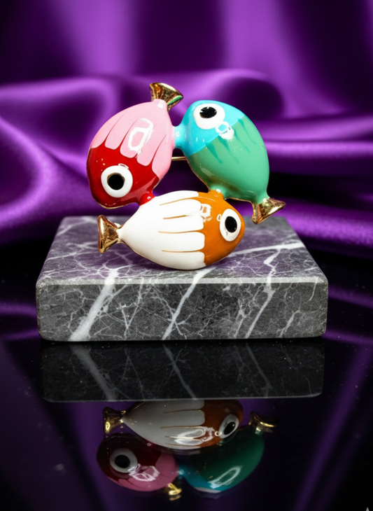 Triple Fish Brooch