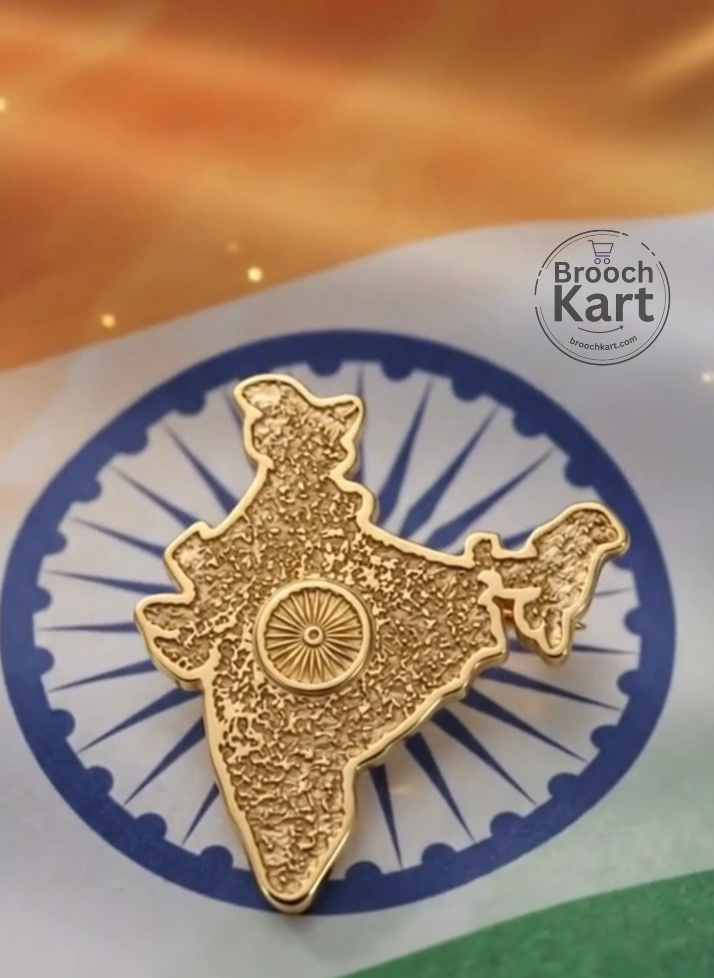 Golden India Map with Chakra Brooch