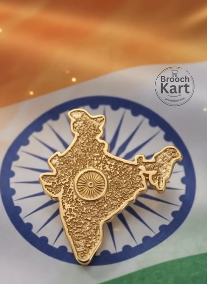 Golden India Map with Chakra Brooch