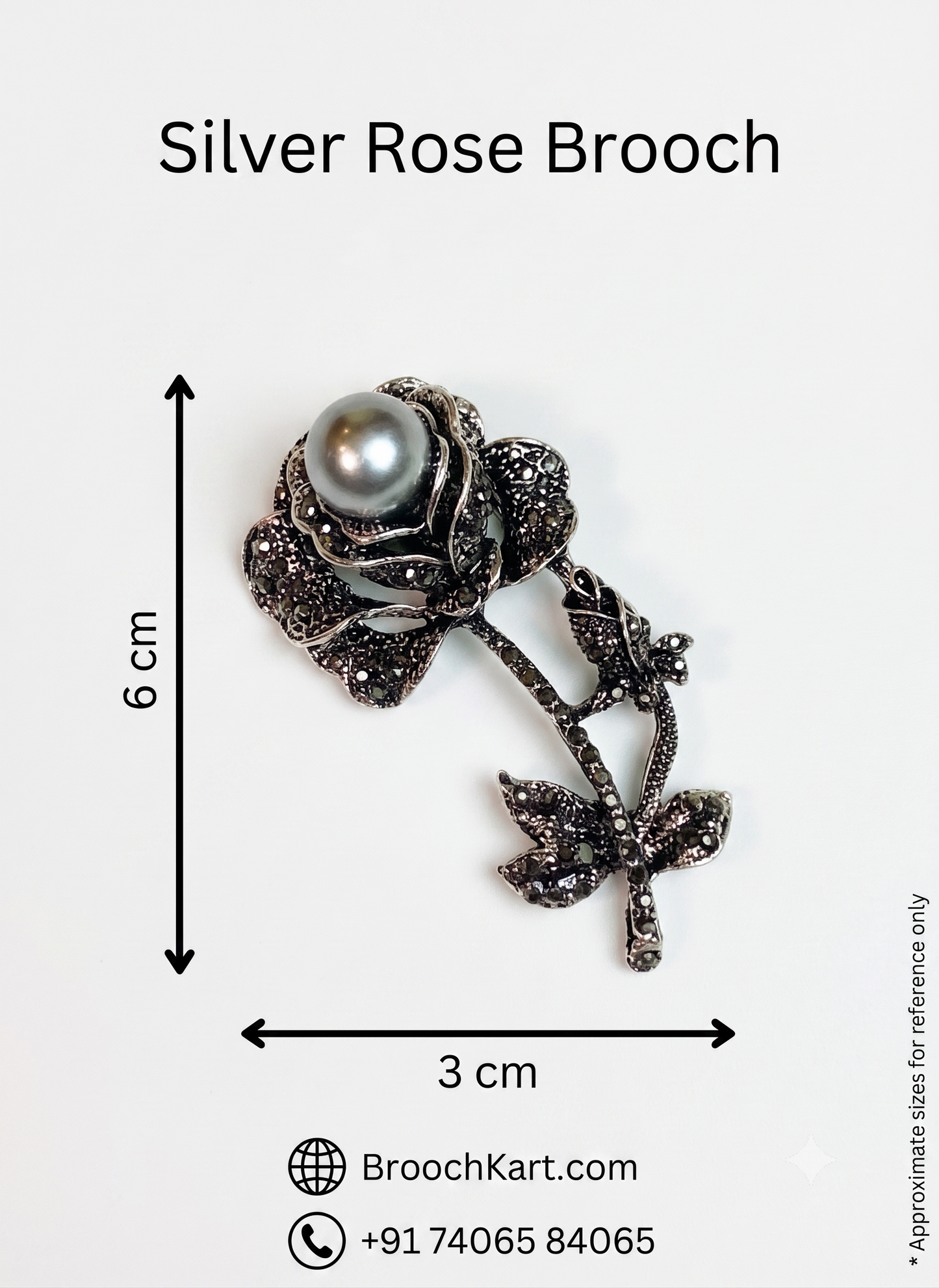 Silver Rose Brooch