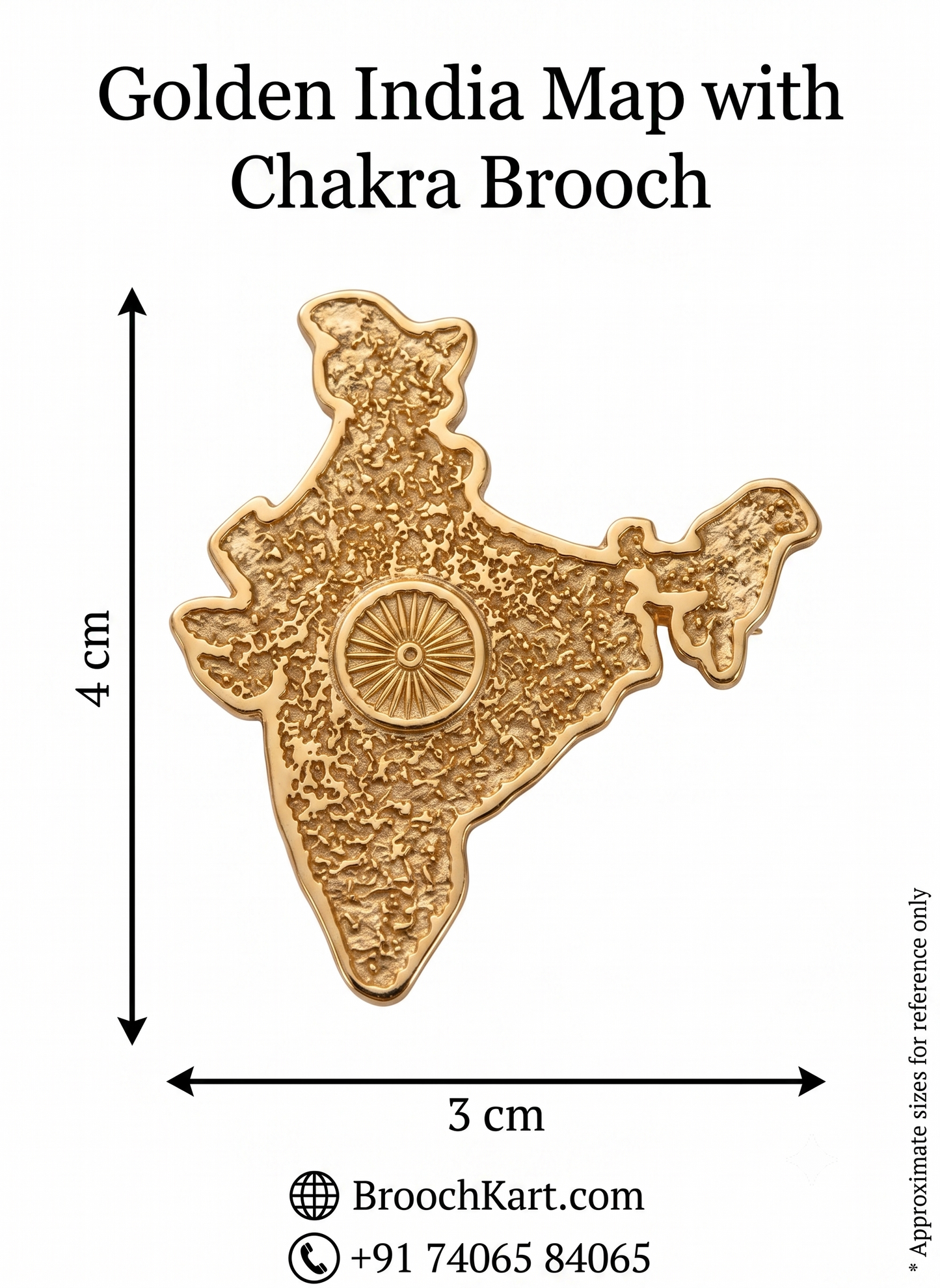 Golden India Map with Chakra Brooch
