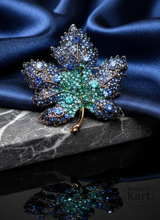 Crystal Maple Leaf Brooch