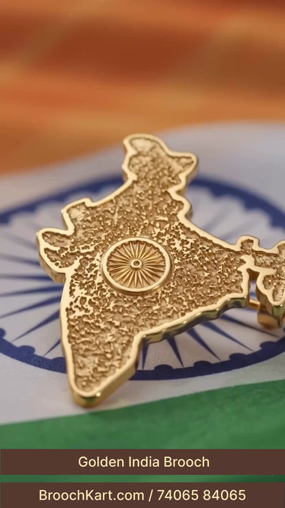 Golden India Map with Chakra Brooch